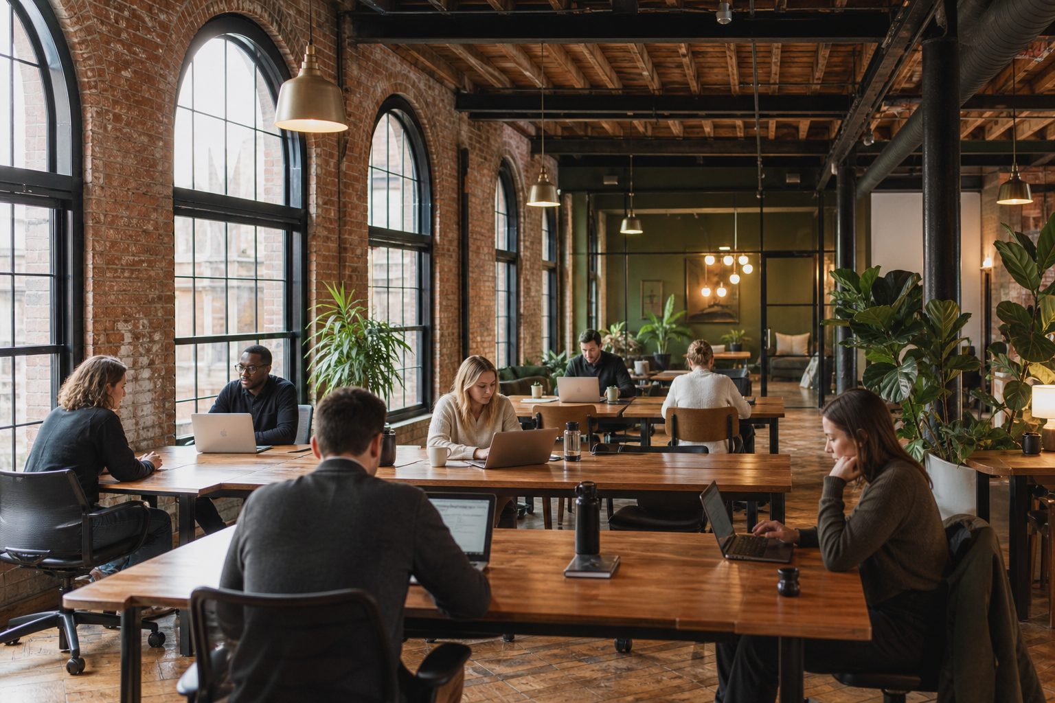 Shared coworking space for rent in Indianapolis at The Quixote